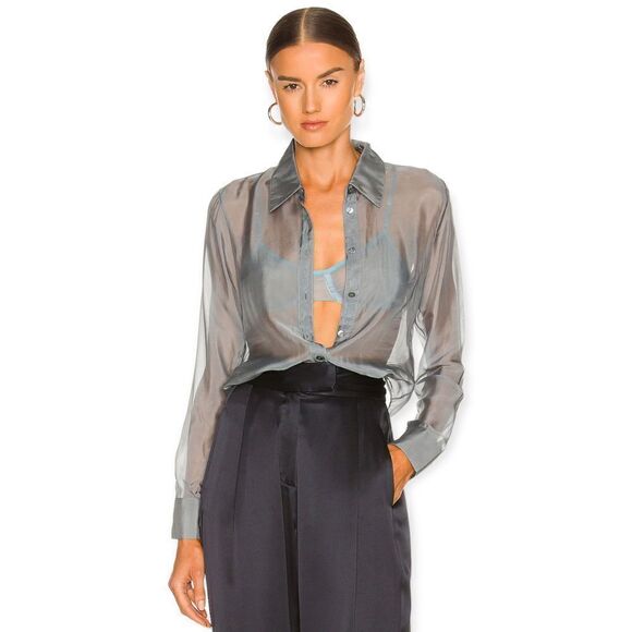 Weekend Stories Ria Blouse in Blue Gray XXS - Picture 1 of 10
